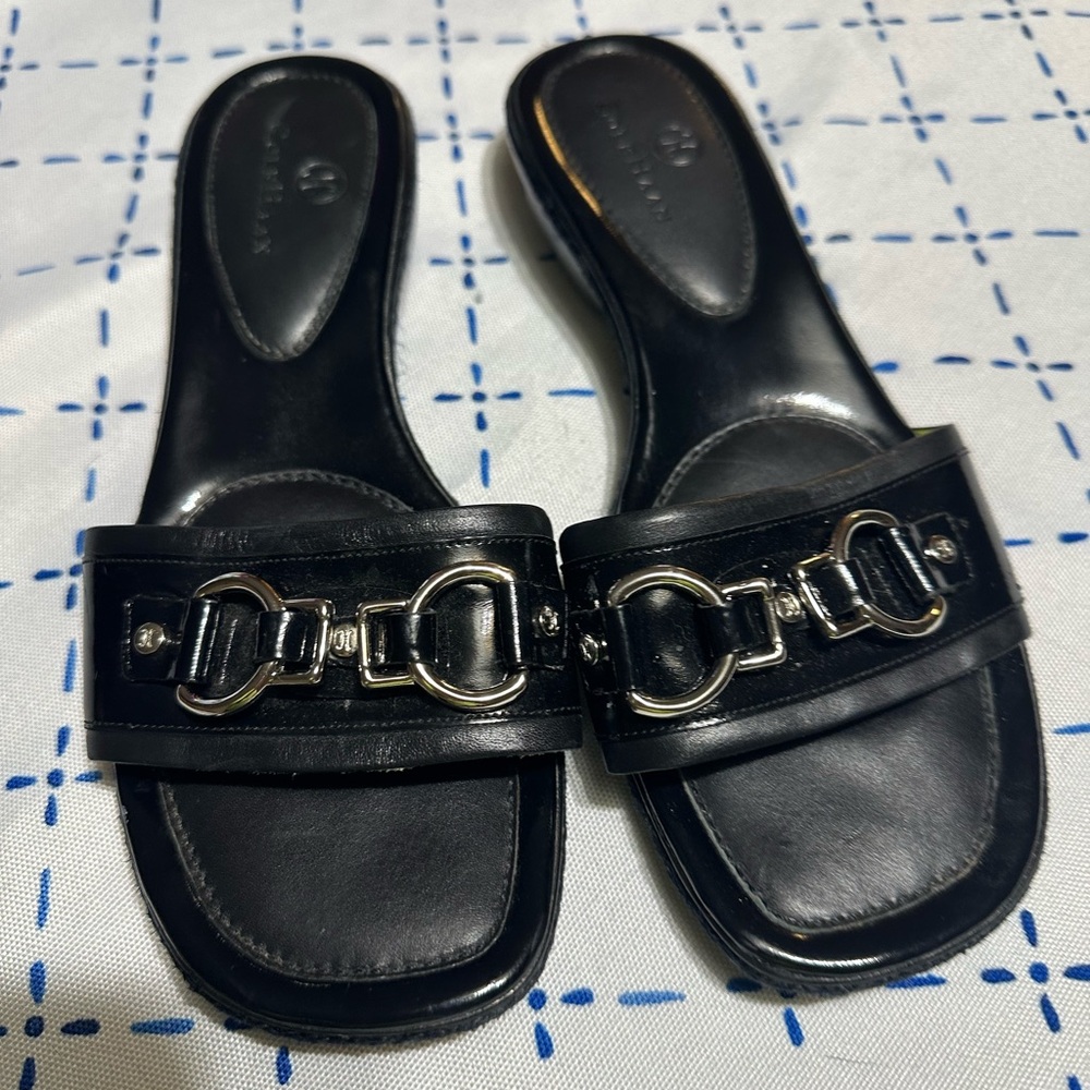 Cole Haan Black Sandals with Silver Buckle